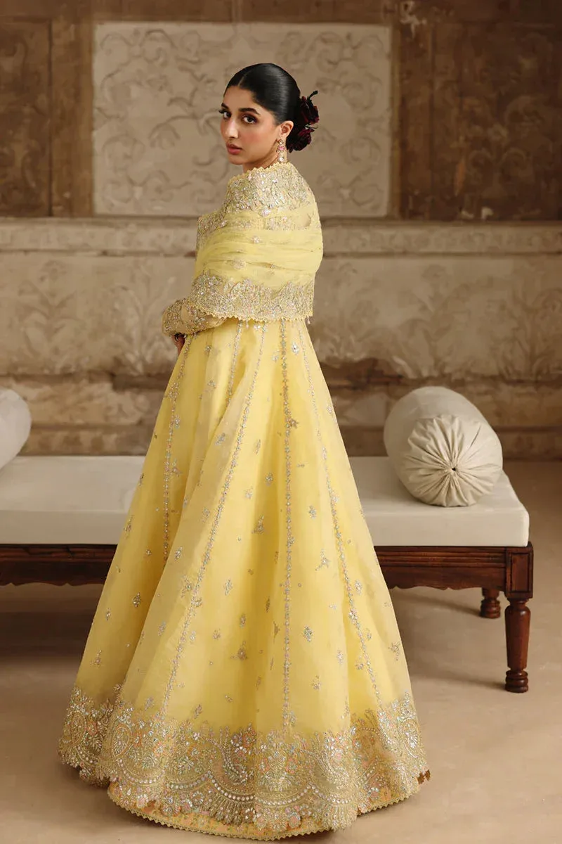 Qalamkar Shadmaani Formals 25 Pale Yellow Raw Silk – view 2 – Poshaq