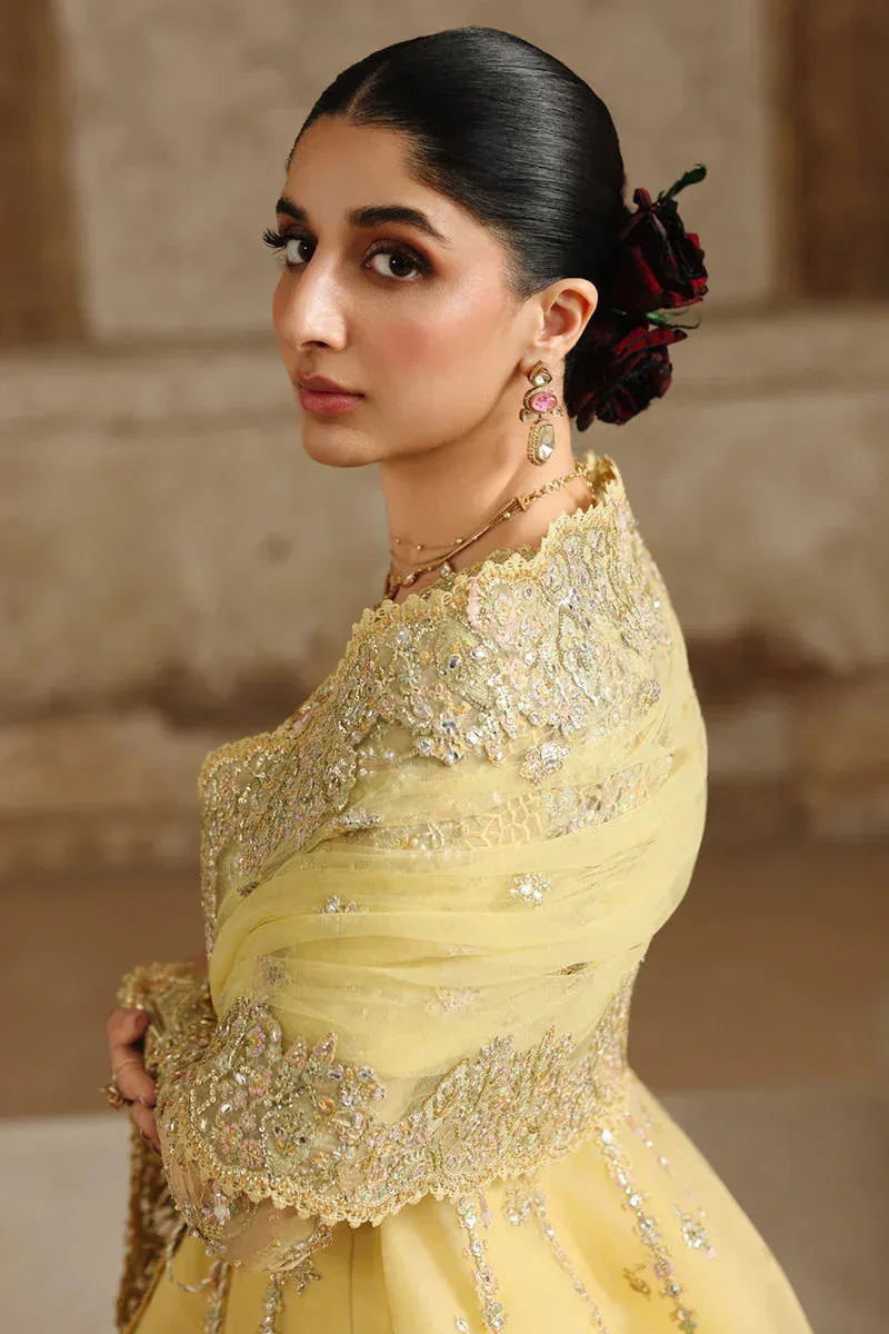 Qalamkar Shadmaani Formals 25 Pale Yellow Raw Silk – view 3 – Poshaq