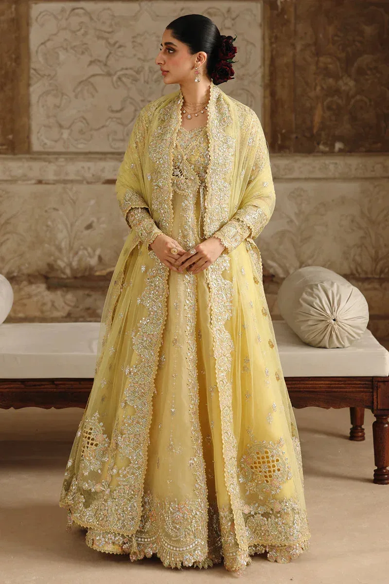 Qalamkar Shadmaani Formals 25 Pale Yellow Raw Silk – view 5 – Poshaq