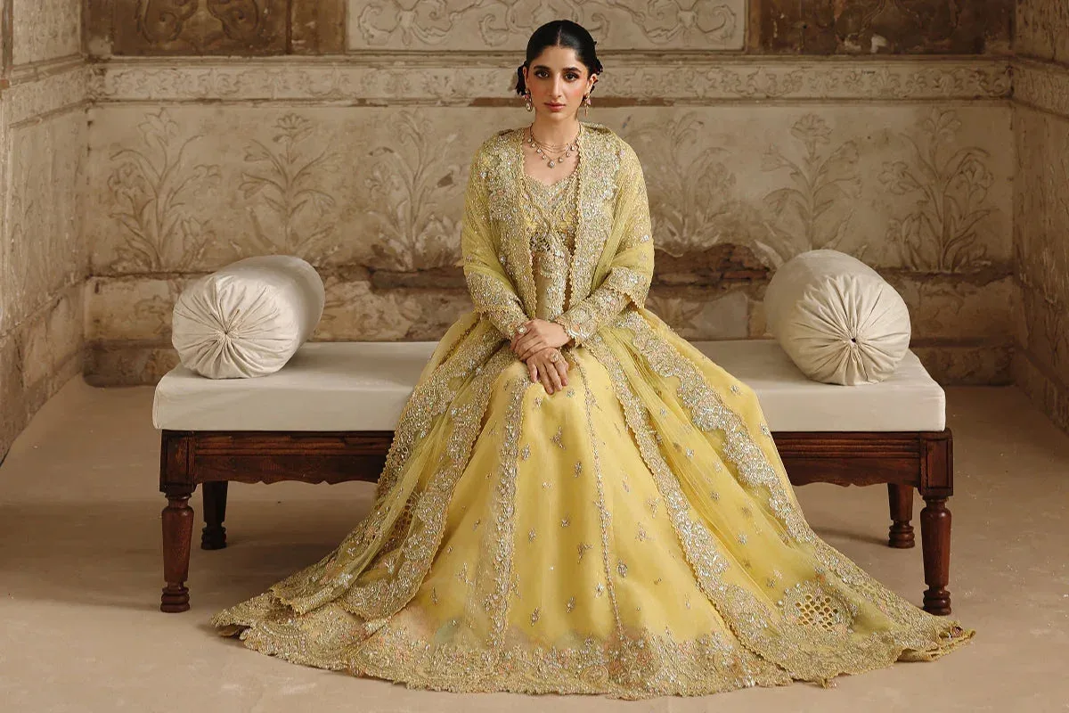 Qalamkar Shadmaani Formals 25 Pale Yellow Raw Silk – view 6 – Poshaq
