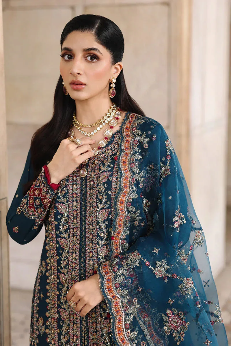 Qalamkar Shadmaani Formals 25 Zinc Raw Silk – view 3 – Poshaq