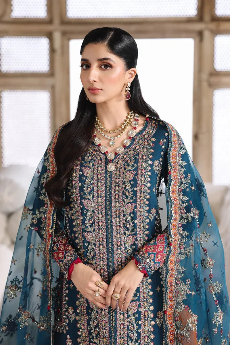 Qalamkar Shadmaani Formals 25 Zinc Raw Silk – view 4 – Poshaq