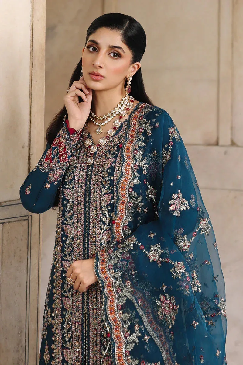 Qalamkar Shadmaani Formals 25 Zinc Raw Silk – view 5 – Poshaq