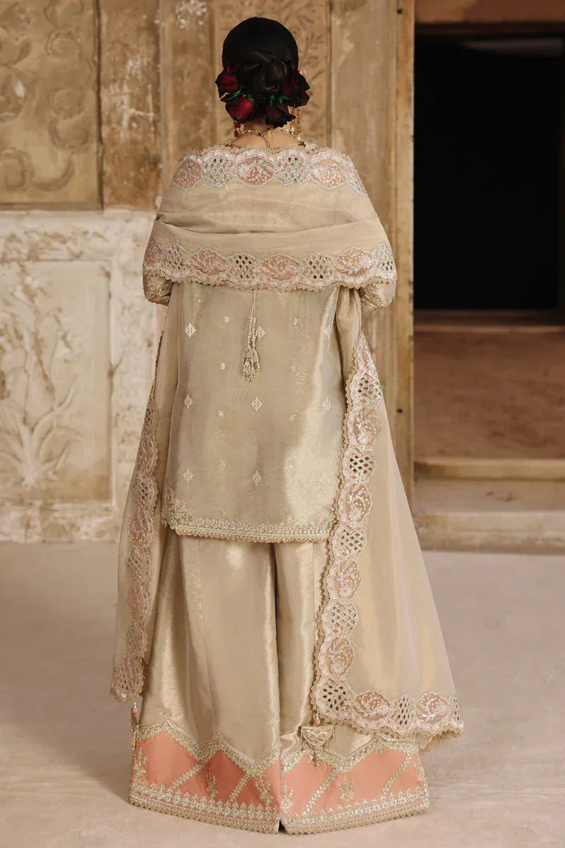 Qalamkar Shadmaani Formals 25 Beige Raw Silk – view 2 – Poshaq