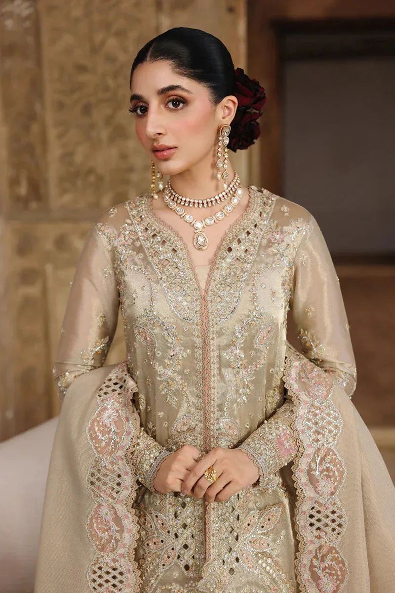 Qalamkar Shadmaani Formals 25 Beige Raw Silk – view 3 – Poshaq