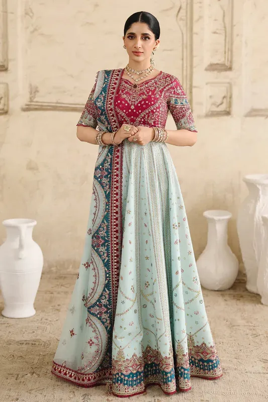 Qalamkar Shadmaani Formals 25 Carmine Raw Silk – view 1 – Poshaq