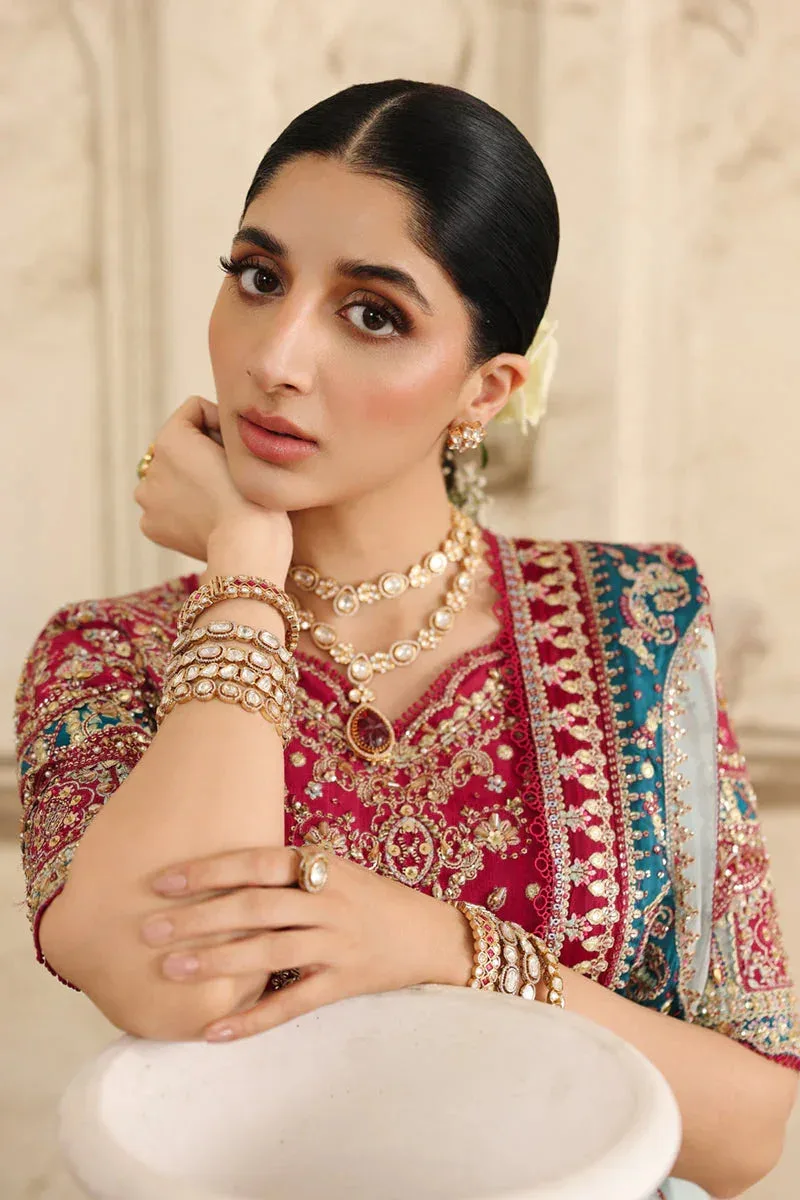 Qalamkar Shadmaani Formals 25 Carmine Raw Silk – view 3 – Poshaq