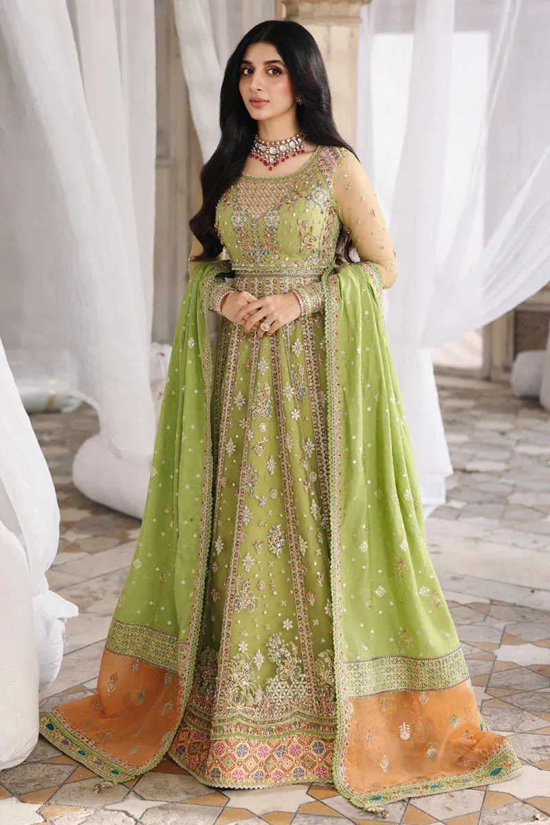 Qalamkar Shadmaani Formals 25 Apple Green Raw Silk – view 1 – Poshaq