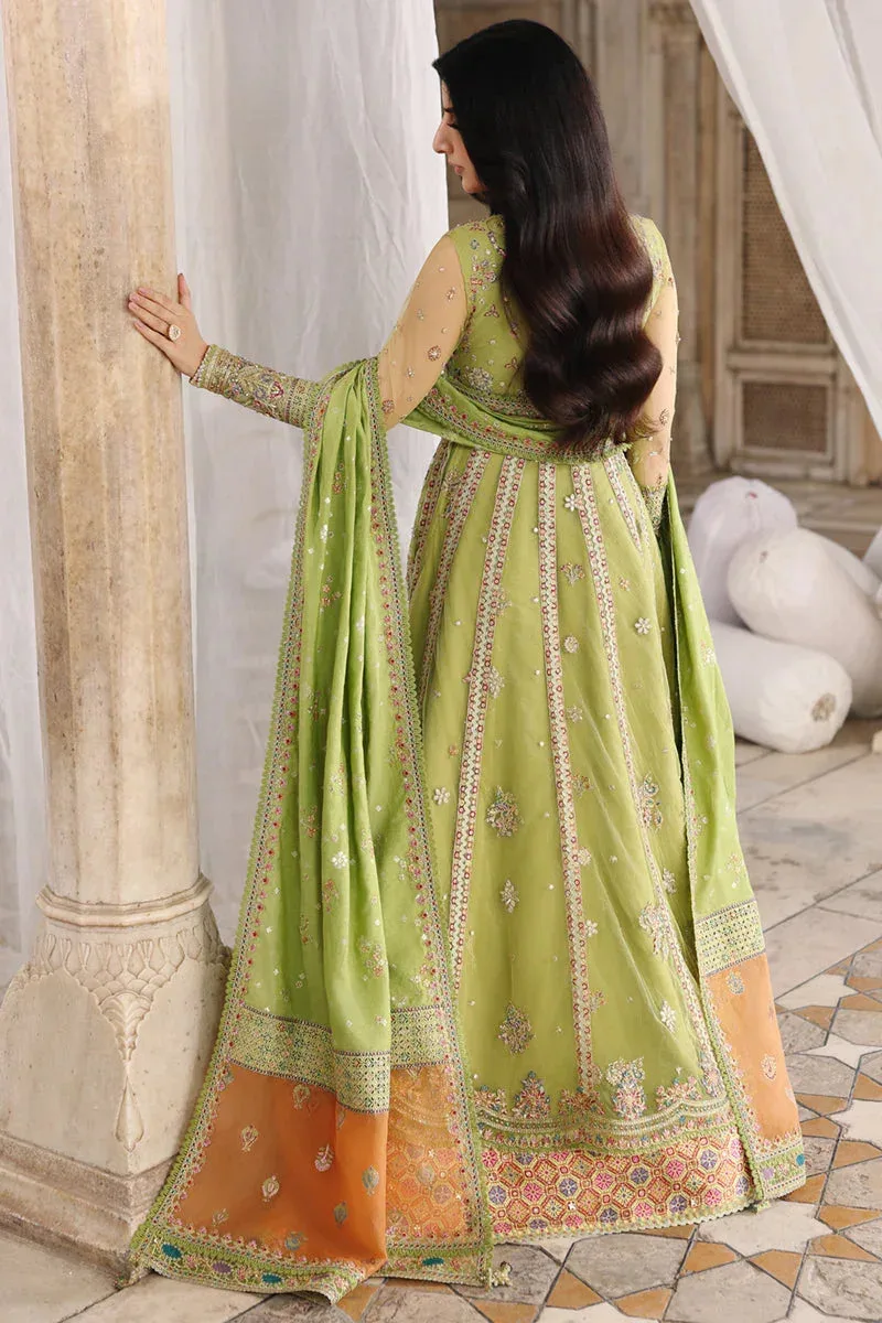 Qalamkar Shadmaani Formals 25 Apple Green Raw Silk – view 2 – Poshaq