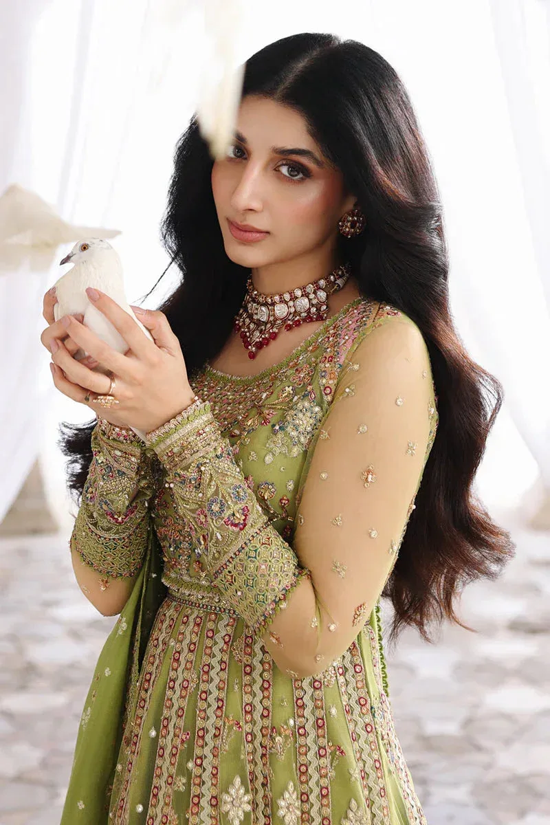 Qalamkar Shadmaani Formals 25 Apple Green Raw Silk – view 4 – Poshaq