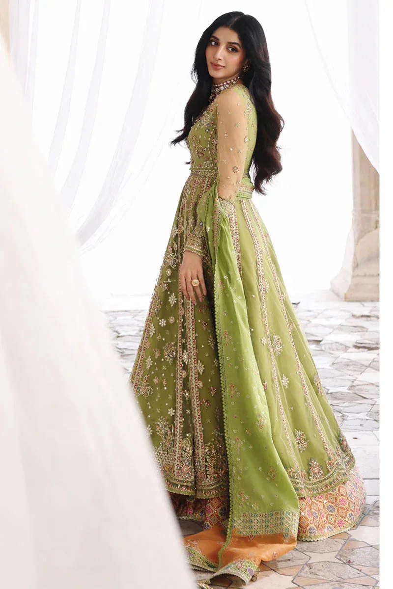 Qalamkar Shadmaani Formals 25 Apple Green Raw Silk – view 5 – Poshaq