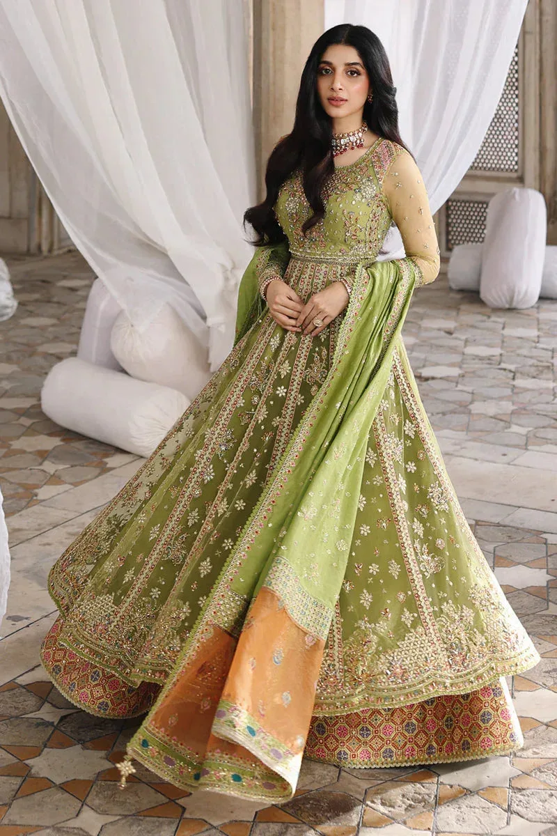 Qalamkar Shadmaani Formals 25 Apple Green Raw Silk – view 6 – Poshaq