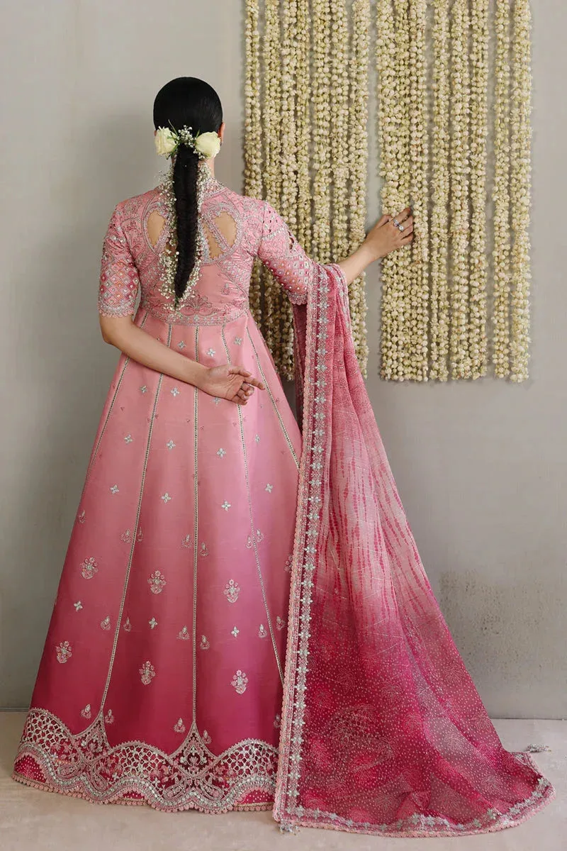 Qalamkar Shadmaani Formals 25 Rose Pink Raw Silk – view 2 – Poshaq