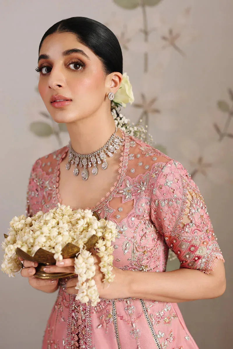 Qalamkar Shadmaani Formals 25 Rose Pink Raw Silk – view 3 – Poshaq