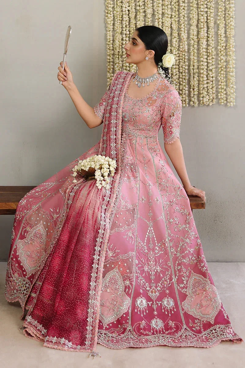Qalamkar Shadmaani Formals 25 Rose Pink Raw Silk – view 6 – Poshaq