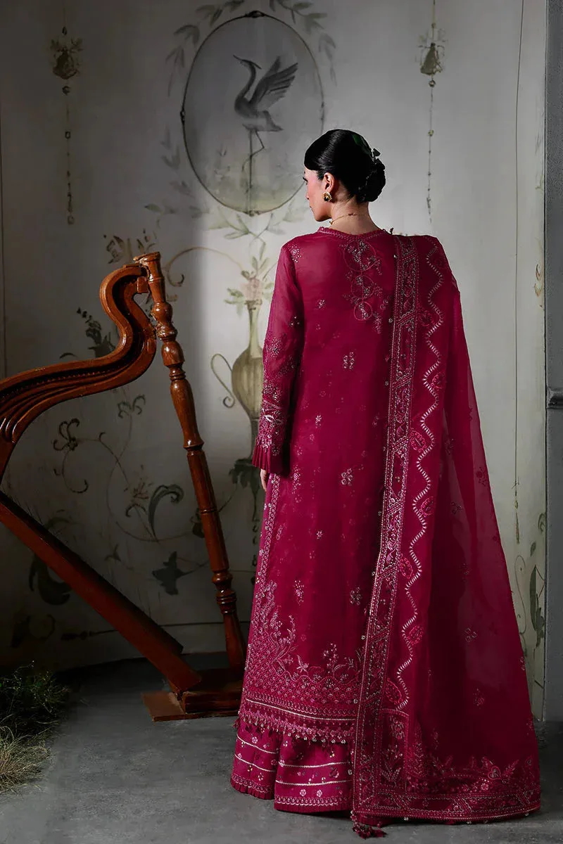 Qalamkar Elirah Formals 25 rouge pink Organza – view 2 – Poshaq
