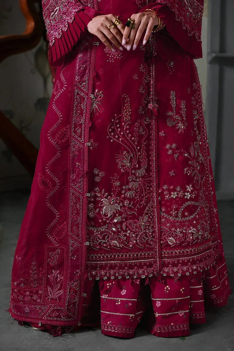 Qalamkar Elirah Formals 25 rouge pink Organza – view 3 – Poshaq
