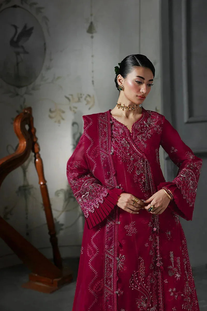 Qalamkar Elirah Formals 25 rouge pink Organza – view 4 – Poshaq