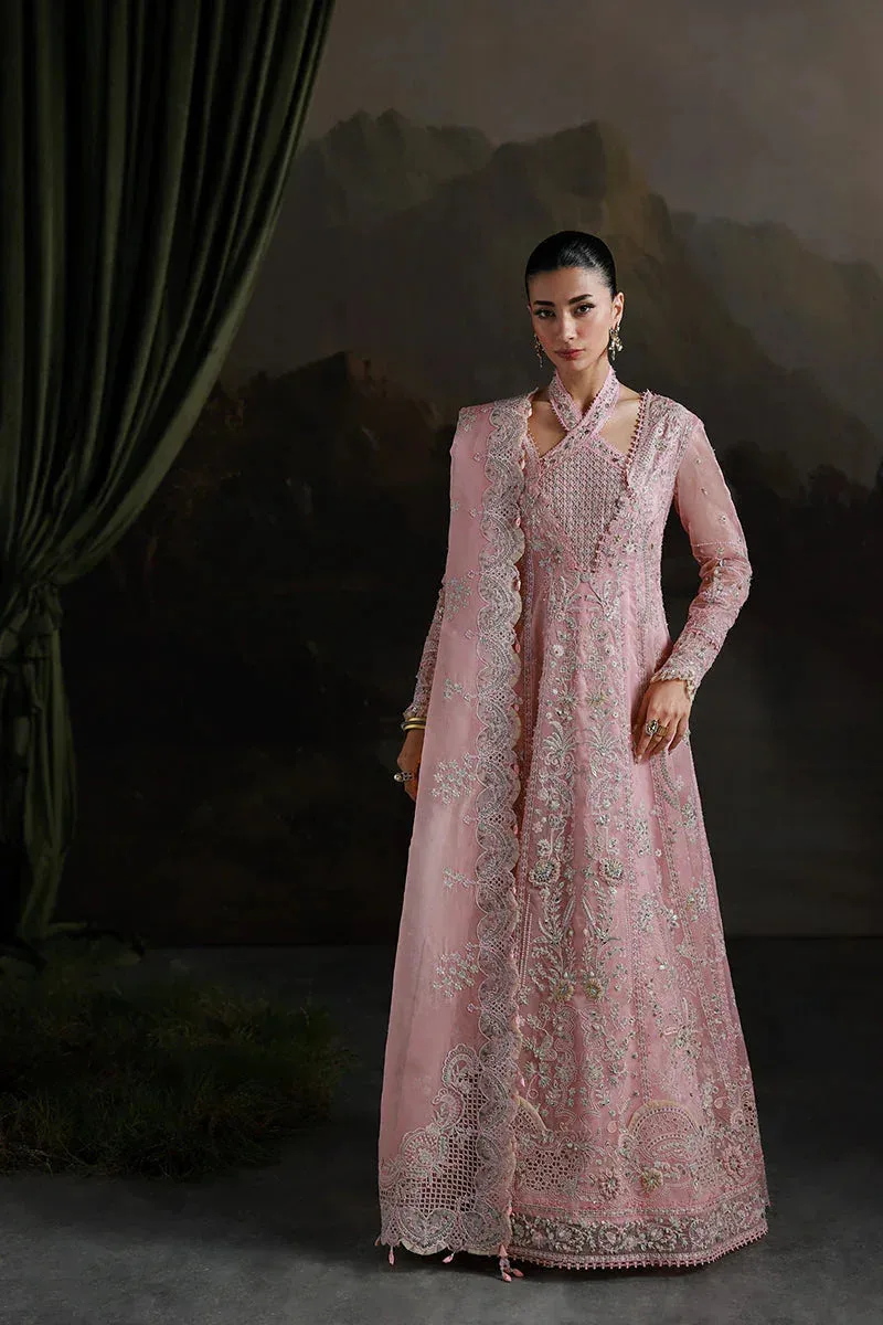 Qalamkar Elirah Formals 25 blush pink Organza – view 1 – Poshaq