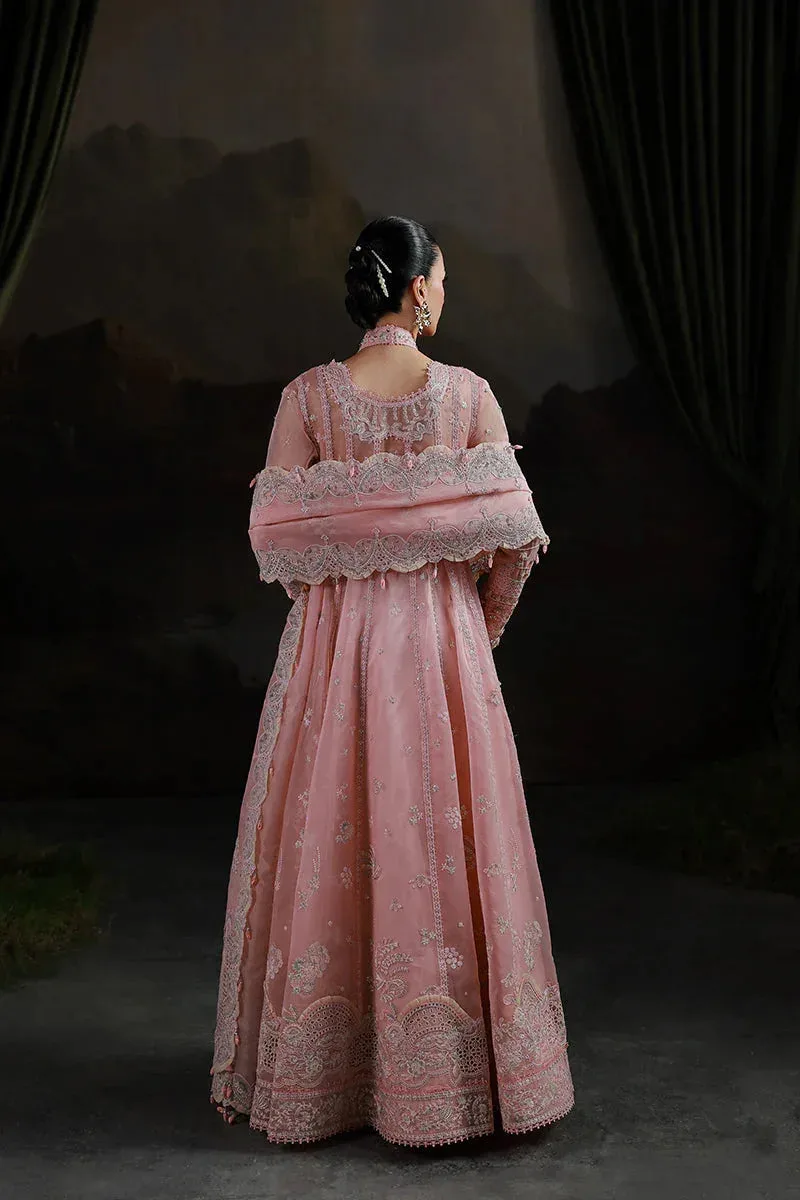 Qalamkar Elirah Formals 25 blush pink Organza – view 2 – Poshaq