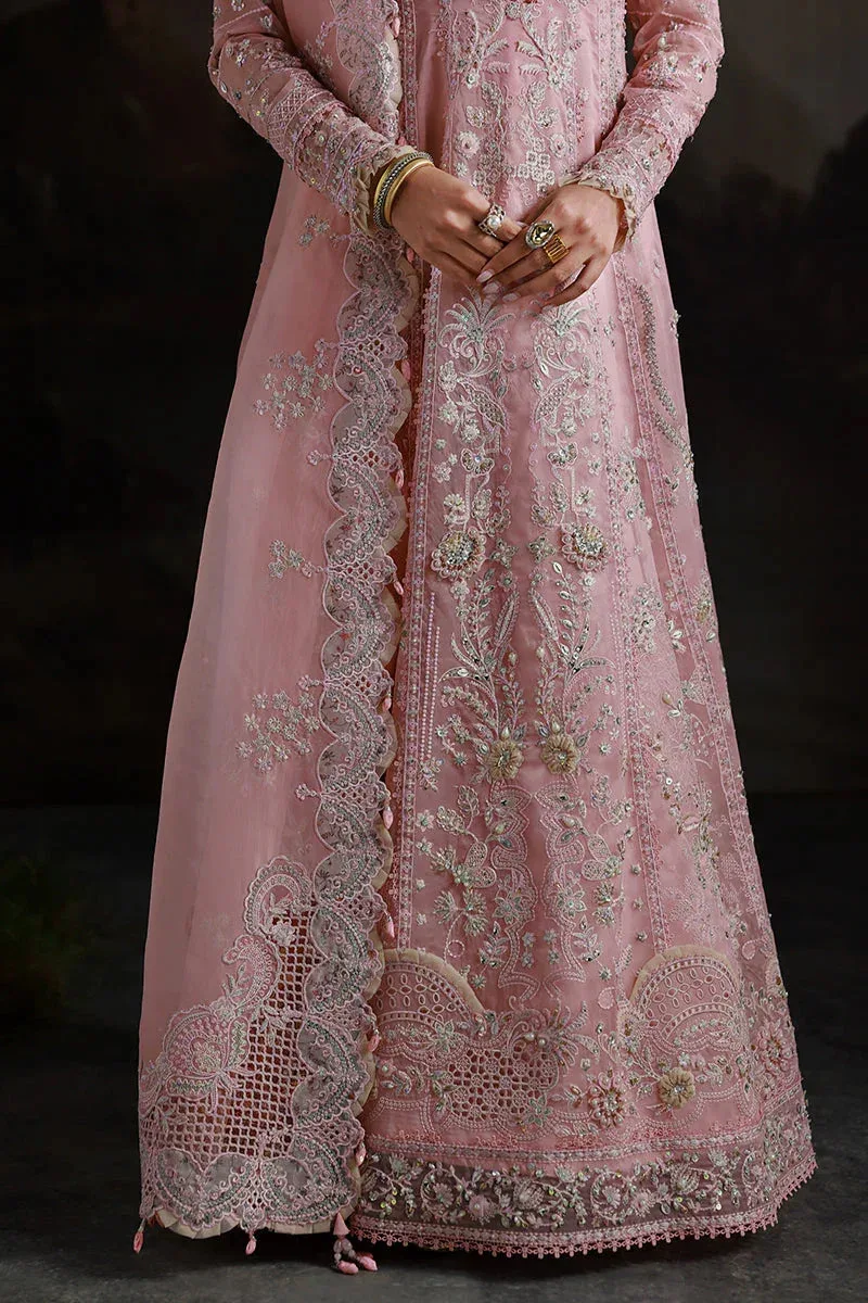Qalamkar Elirah Formals 25 blush pink Organza – view 3 – Poshaq
