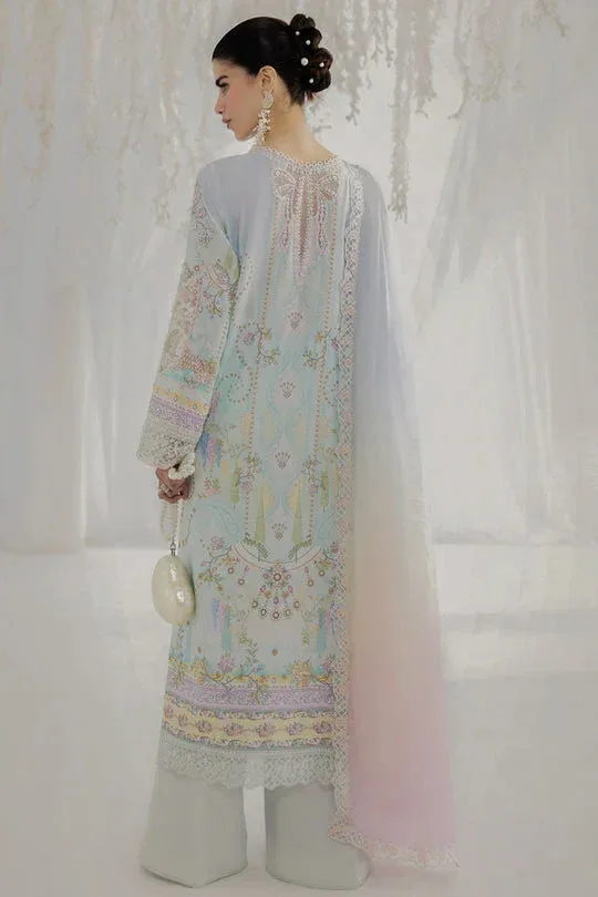 Qalamkar Luxe Silk 25 misty blue Raw Silk – view 2 – Poshaq