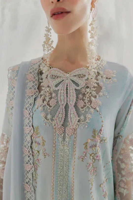Qalamkar Luxe Silk 25 misty blue Raw Silk – view 3 – Poshaq