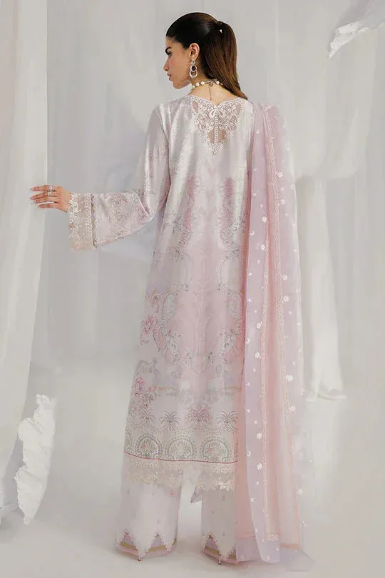 Qalamkar Luxe Silk 25 light pink Crepe – view 2 – Poshaq