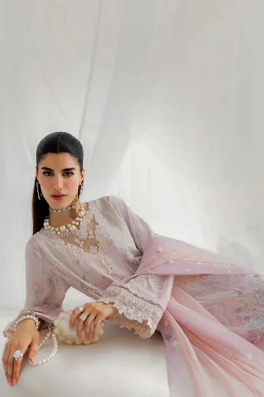 Qalamkar Luxe Silk 25 light pink Crepe – view 3 – Poshaq