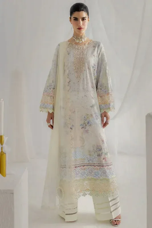 Qalamkar Luxe Silk 25 off white Raw Silk – view 1 – Poshaq