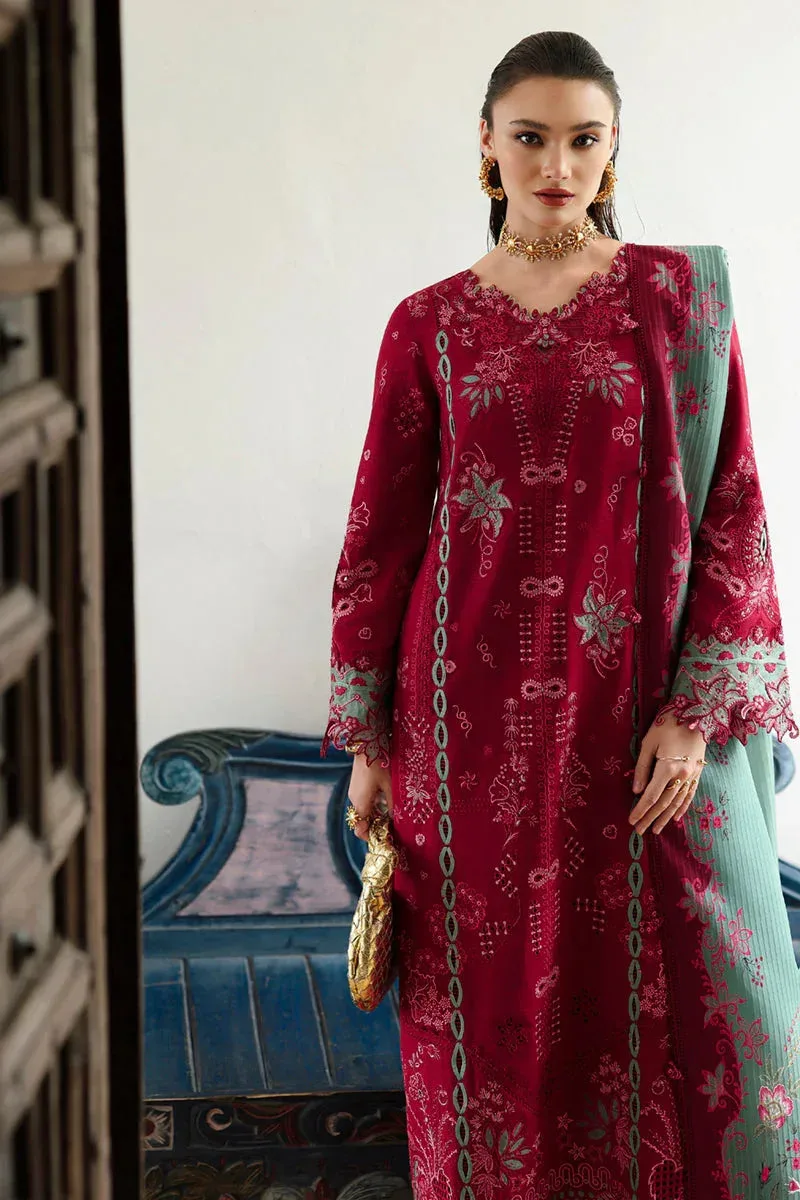 Qalamkar Q Linen 25 Rouge Pink Jacquard – view 3 – Poshaq