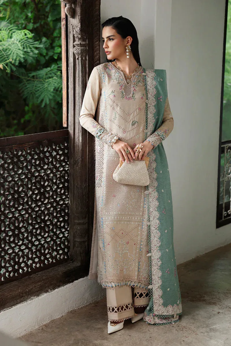 Qalamkar Q Linen 25 Ivory Jacquard – view 1 – Poshaq