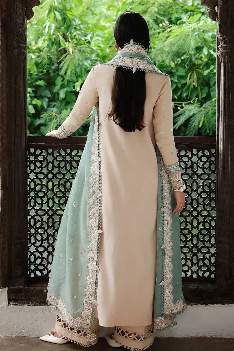 Qalamkar Q Linen 25 Ivory Jacquard – view 2 – Poshaq