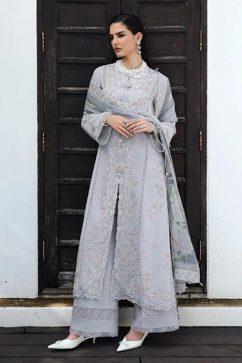 Qalamkar Q Linen 25 Light Gray Chiffon – view 1 – Poshaq