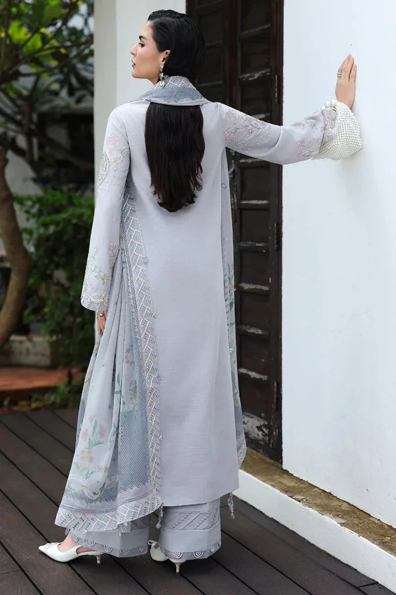 Qalamkar Q Linen 25 Light Gray Chiffon – view 2 – Poshaq