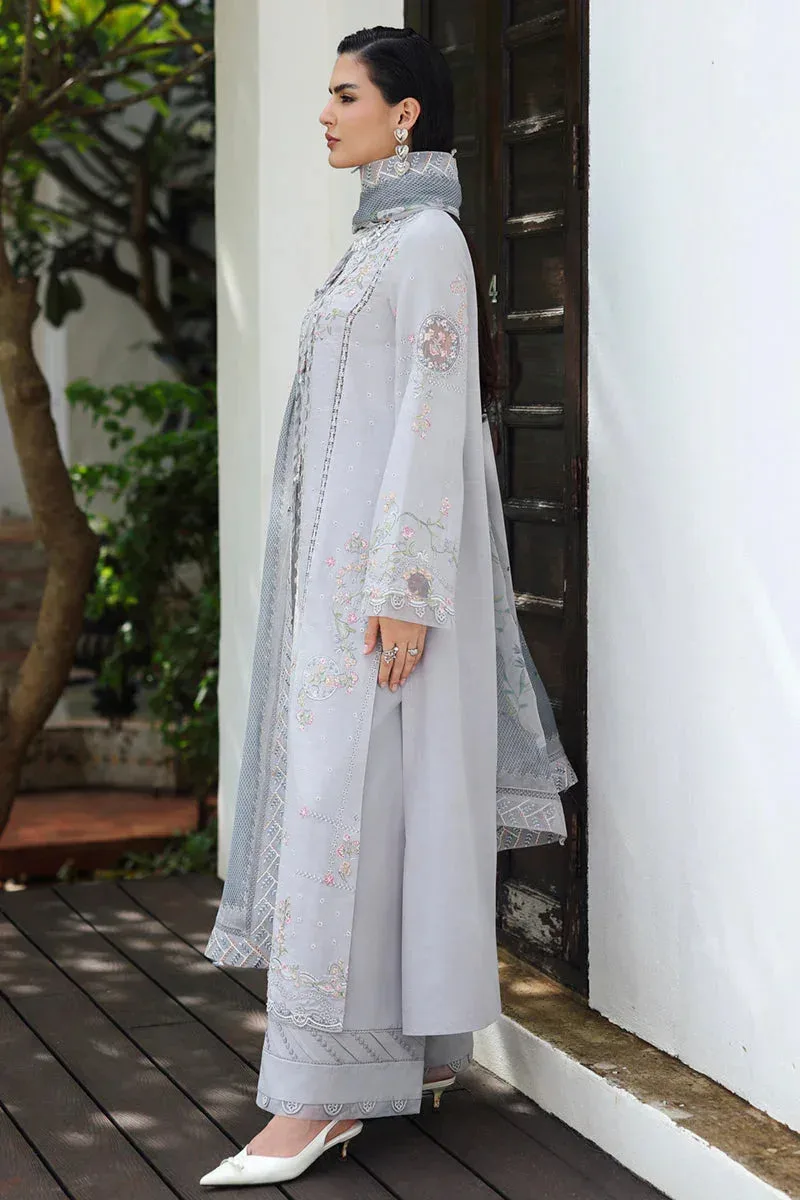 Qalamkar Q Linen 25 Light Gray Chiffon – view 3 – Poshaq