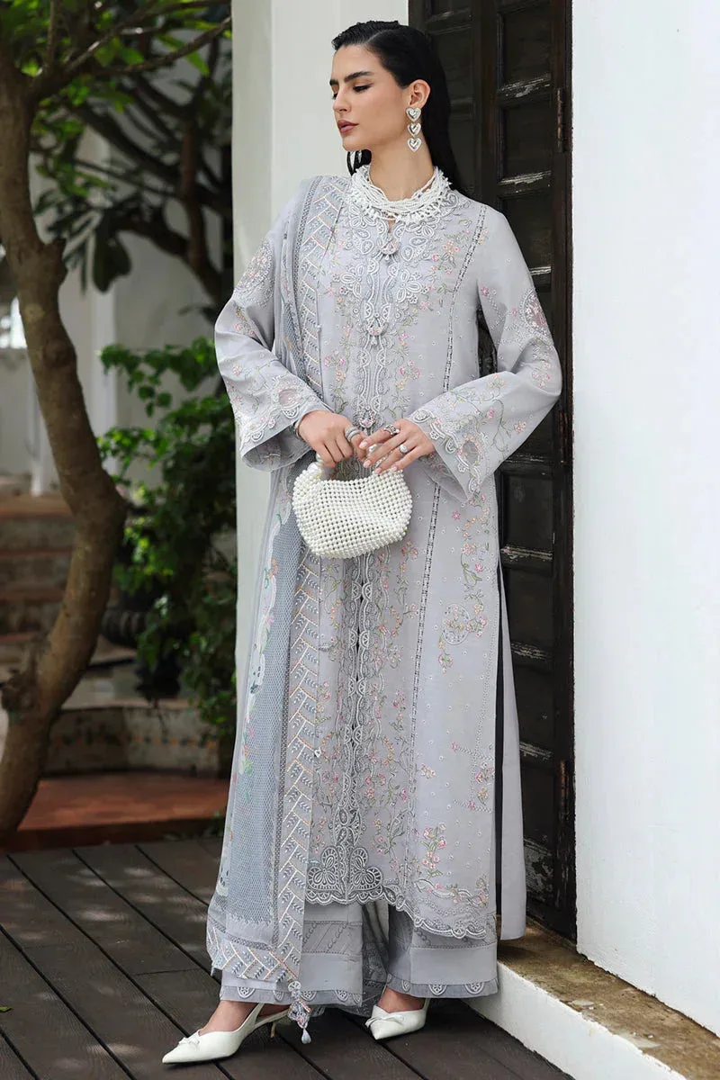 Qalamkar Q Linen 25 Light Gray Chiffon – view 4 – Poshaq
