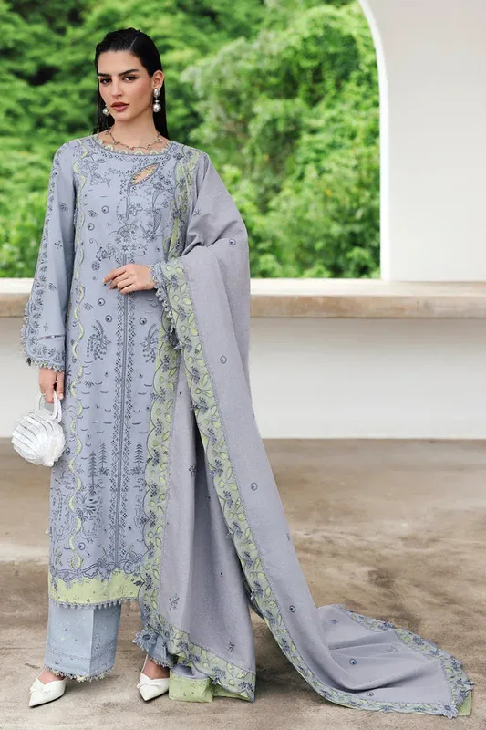 Qalamkar Q Linen 25 Pale Aqua Linen – view 1 – Poshaq