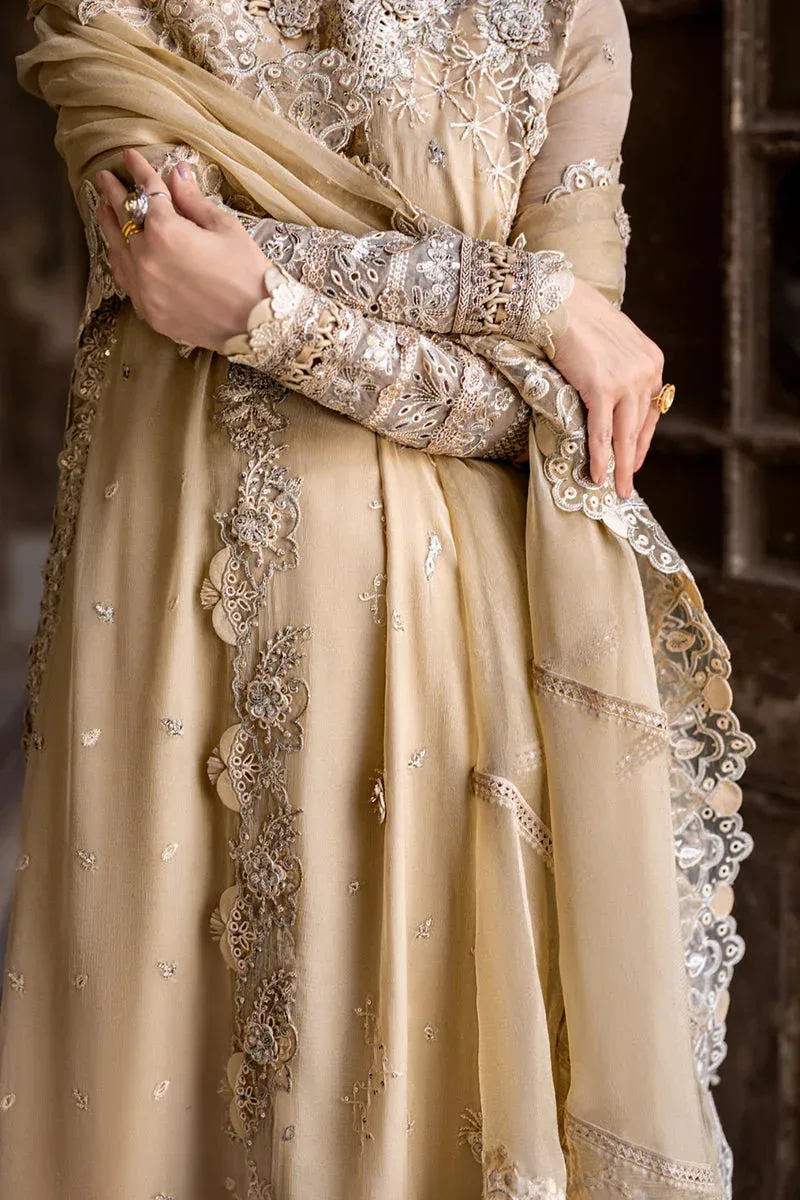 Qalamkar Chiffon Edit ivory gold Raw Silk – view 3 – Poshaq