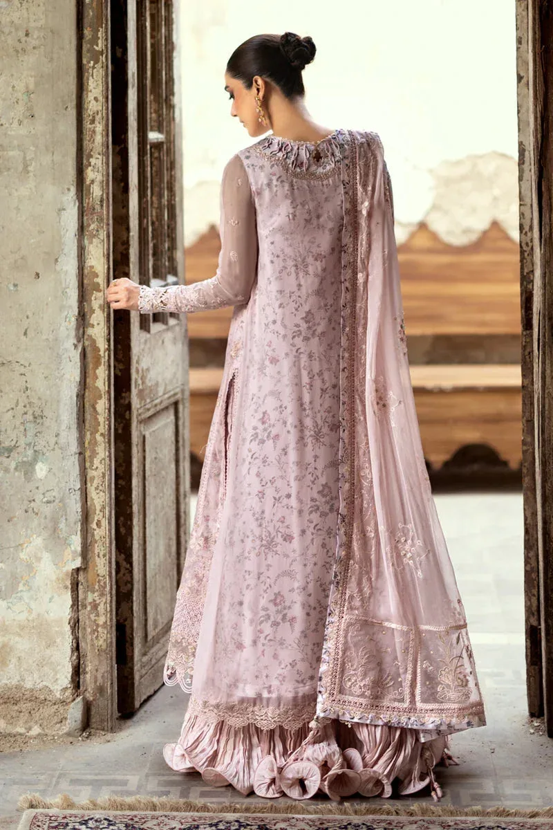 Qalamkar Chiffon Edit pale pink Raw Silk – view 2 – Poshaq