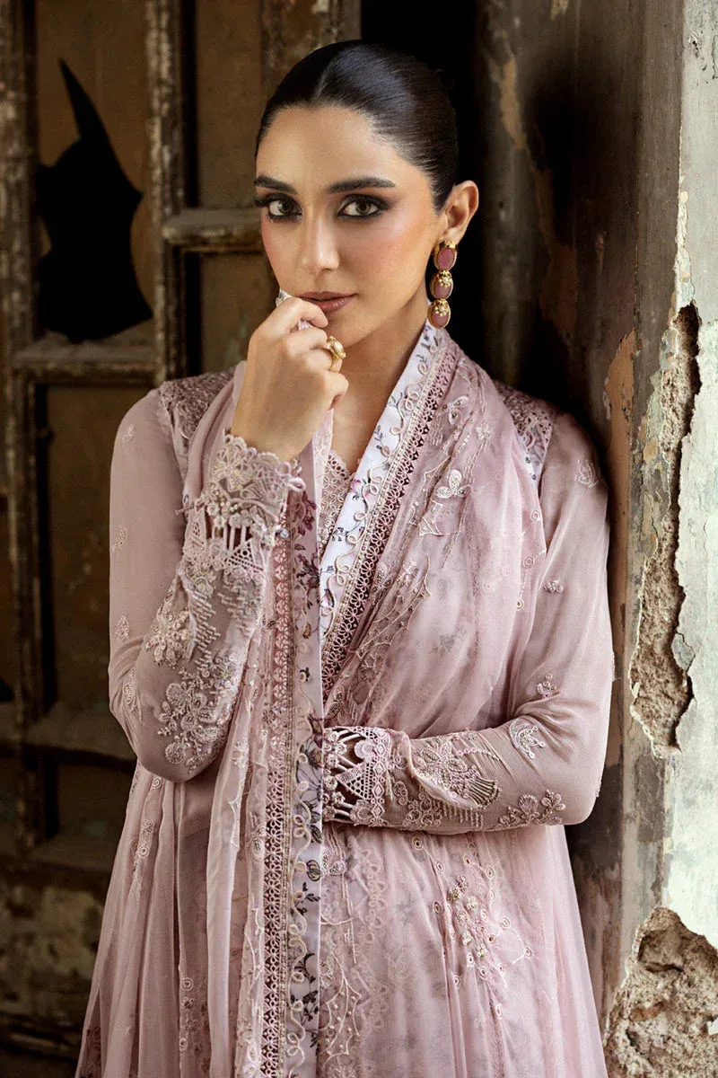 Qalamkar Chiffon Edit pale pink Raw Silk – view 4 – Poshaq