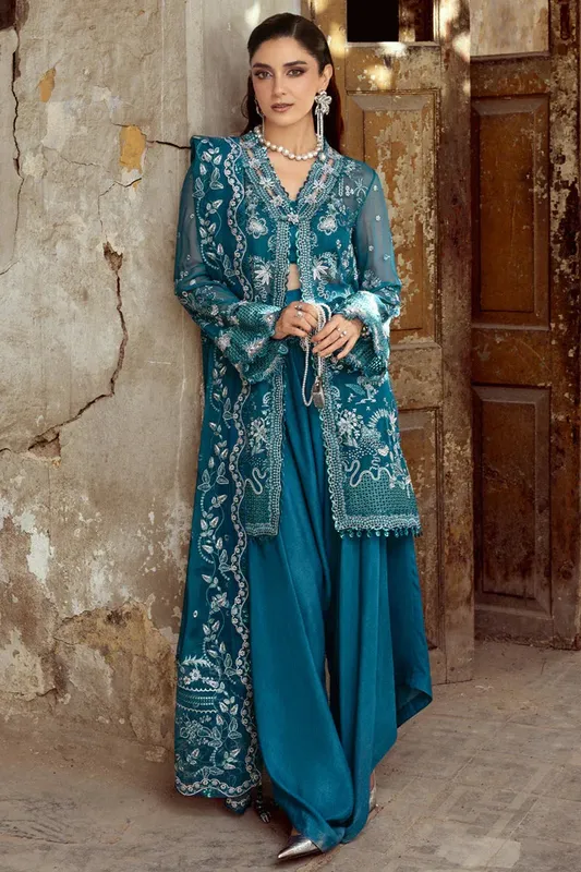 Qalamkar Chiffon Edit Zinc Raw Silk – view 1 – Poshaq