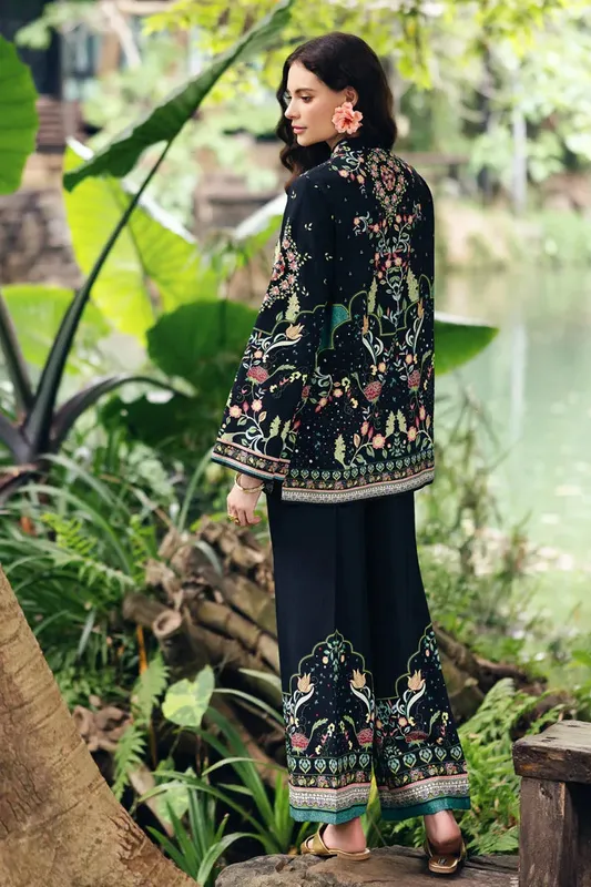 Qalamkar Printed Co Ords 25 Black Cotton Silk – view 1 – Poshaq