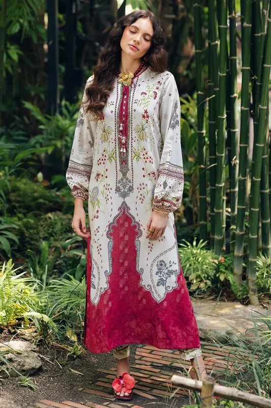Qalamkar Printed Co Ords 25 Off White Cotton Silk – view 1 – Poshaq