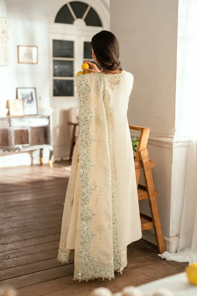 Qalamkar Luxury Lawn Eid Edit Ivory Jacquard – view 2 – Poshaq