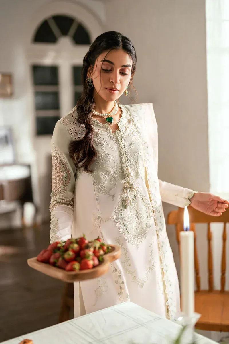 Qalamkar Luxury Lawn Eid Edit Ivory Jacquard – view 4 – Poshaq