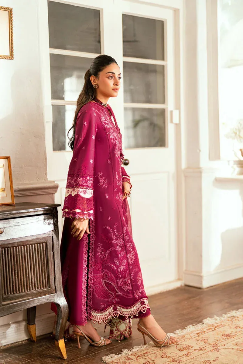 Qalamkar Luxury Lawn Eid Edit Maroon Cotton – view 5 – Poshaq