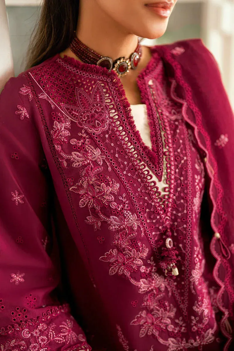 Qalamkar Luxury Lawn Eid Edit Maroon Cotton – view 6 – Poshaq