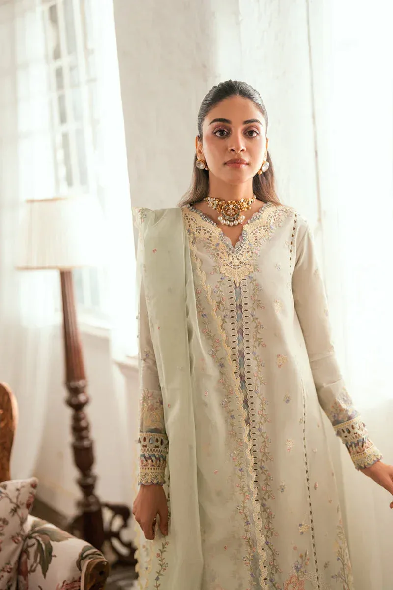 Qalamkar Luxury Lawn Eid Edit Grey Cotton – view 3 – Poshaq