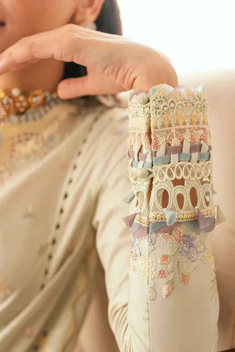 Qalamkar Luxury Lawn Eid Edit Grey Cotton – view 5 – Poshaq